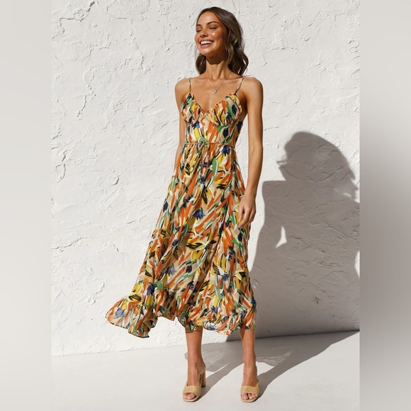 Commense Dresses & Skirts - Commense Multi Color Print Cami Midi Dress